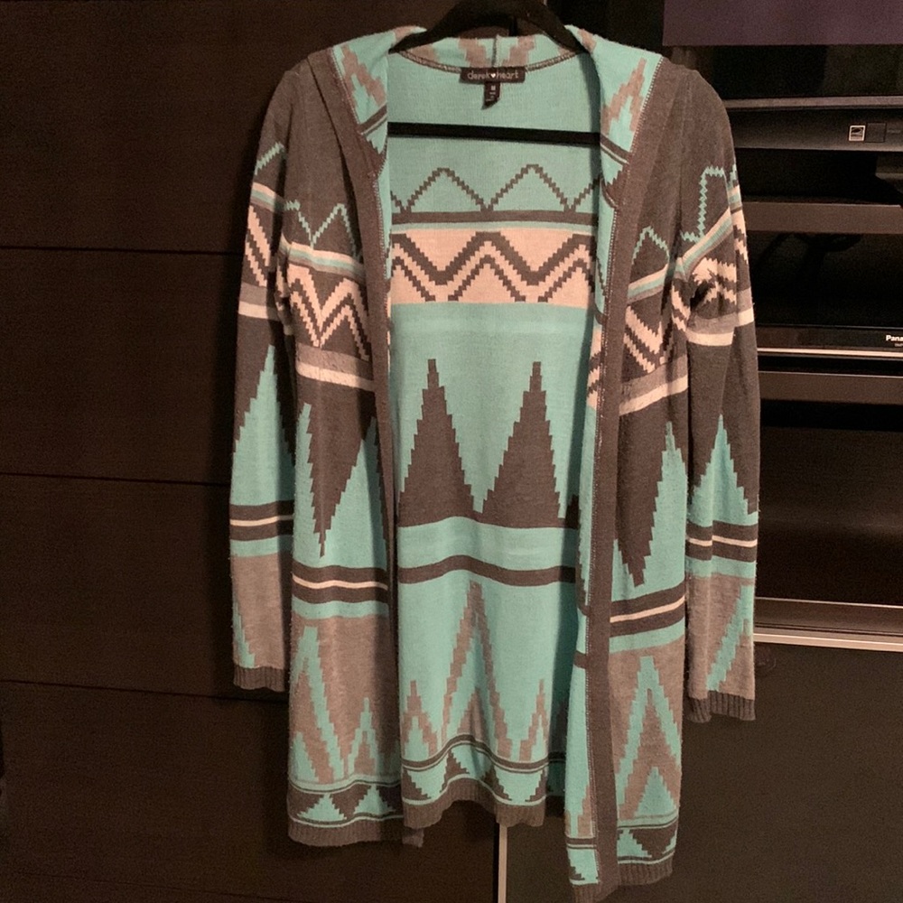 Hooded open front cardigan
